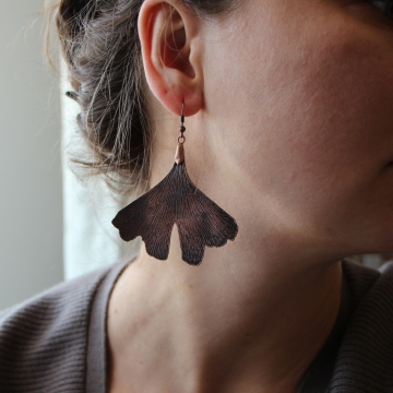 Plated Ginkgo - earrings