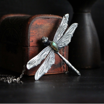 Silver-plated dragonfly -...