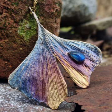 Gilded ginkgo leaf- pendant