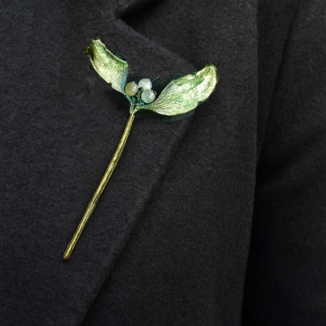 Plated Mistletoe - brooch